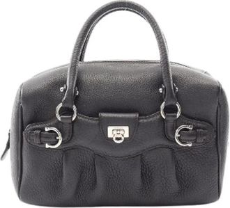 Ferragamo Pre-owned Gancini Leren Handtas - Dames - Vintage Handtas - Zwart - ONE Size - Leer - Vintage
