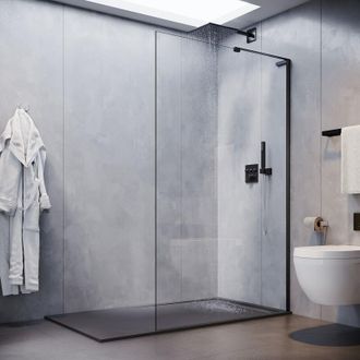 Sonni Vetro Dicisorio Per Doccia 100X200CM Nero Vetro Dirivestimento Nano Con Lamina Infrangibile Parete Di Vetro Divisoria Per Doccia con Stabilizzatore a