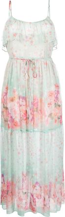 Twin-Set flower-star-print long dress - women - Polyester/Polyester - 38 - Green