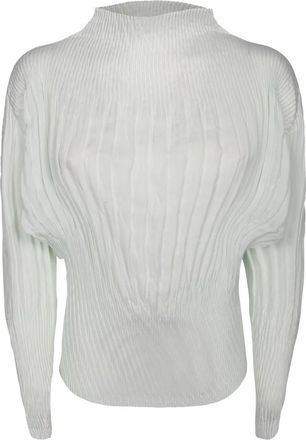 Issey Miyake Geplooide Su&egrave;de Blouse - Dames - Blouses - Groen - M - Su&egrave;de - Overhemden