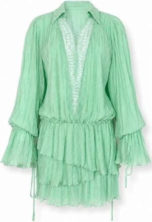 Blumarine Tiered Mini Jurk - Dames - Korte kleedjes - Groen - XS - Kleedjes
