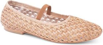 Patricia Green Monaco Raffia Mary Jane Ballet Flat in Cognac Raffia at Nordstrom, Size 10