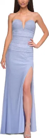 La Femme Strapless Hot Stone Dress In Light Periwinkle