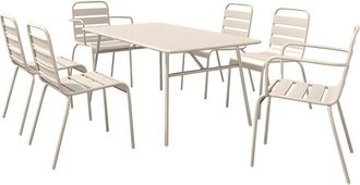 VENTE-UNIQUE.COM Conjunto de mesa y sillas para jard&iacute;n acero beige