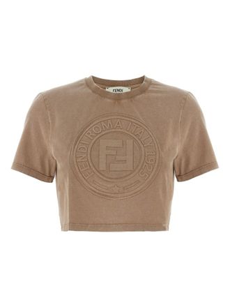 Fendi 3D Roma t-shirt - women - Cotton - M - Brown