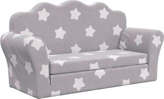 vidaXL Sofá de niños de 2 plazas felpa suave gris claro con estrellas Vidaxl