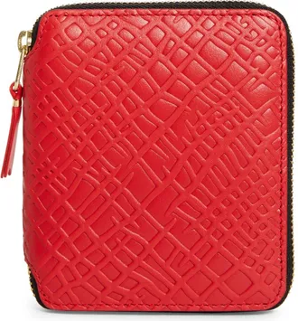 Comme Des Gar&ccedil;ons Roots Embossed Leather Zip Wallet in Red at Nordstrom