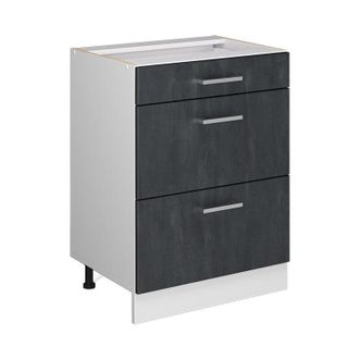 Vicco Mueble Bajo De Cocina R-line, Hormig&oacute;n Negro, 60 Cm Sin Encimera