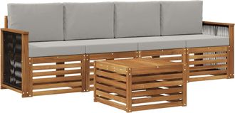 vidaXL Conjunto De Sof&aacute;s De Exterior 5 Uds. Natural Y Gris Claro Vidaxl