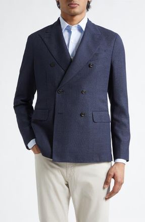 Boglioli Dover Double Breasted Wool Jacket in Blue at Nordstrom, Size 38 Us