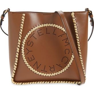 Stella McCartney Raffia Trim Crossbody Bag in Tan at Nordstrom