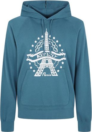 Kenzo Eiffel Tower Design Hoodie - Heren - Sweatshirts & Hoodies - Blauw - Maat: XL Katoen