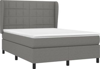 vidaXL Cama Box Spring Con Colch&oacute;n Tela Gris Oscuro 140x200 Cm Vidaxl