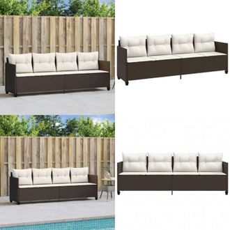 vidaXL Lettino Prendisole con Cuscini Marrone in Polyrattan - Cuscino - Rattan PE