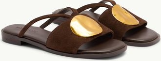 Nobody's Child Brown Suede Metal Disc Detail Sandals