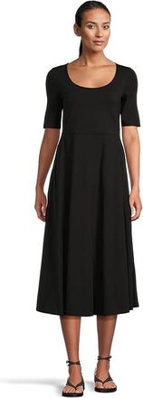 Pact Fit Flare Scoop Midi Dress Womens Dress Black : LG, Cotton/Elastane