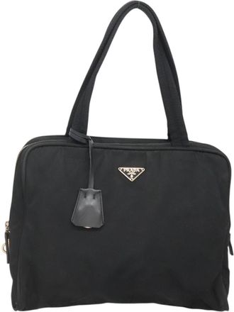 Prada Vintage Handbag Tessuto Black Nylon Handbag (Pre-Owned)
