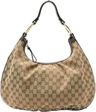 Gucci Vintage Gg Canvas Interlocking G Studded Hobo (Authentic Pre-Loved)
