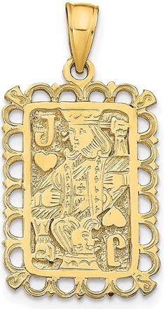 Diamond2Deal 14k Yellow Gold Jack of Hearts Playing Card Charm Pendant