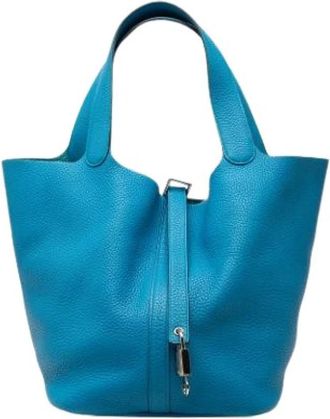 Herm&egrave;s Pre-owned Picotin Lock 26 - Dames - Vintage Tas - Blauw - ONE Size - Leer - Vintage