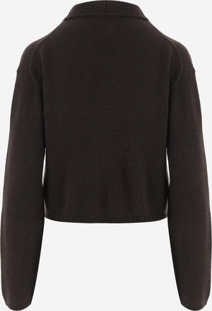 Allude Womens Cashmere Zip-Up Sweater Brown Dark