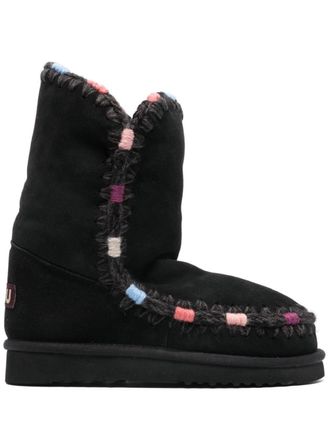 Mou 24 logo-patch boots - women - Rubber/Sheep Skin/Shearling/Sheep Skin/Shearling - 39 - Black