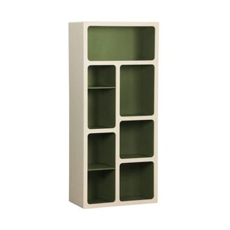 Sweeek Estanter&iacute;a org&aacute;nica de madera bicolor, 8 compartimentos, verde kaki