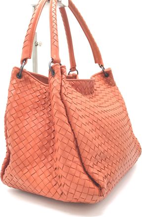 Bottega Veneta Intrecciato Leather Hobo Bag In Womens Orange (Pre-Owned)