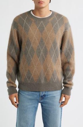 Frame Denim Argyle Crewneck Sweater in Taupe Multi at Nordstrom Rack, Size Xx-Large