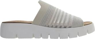 bernie mev. Womens Fx Iris Slide Sandal In Nude/silver