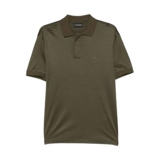 Emporio Armani Polo Shirts, male, Green, Size: XL Lyocell Cotton Polo Shirt