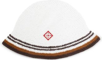Casablanca Stripe Crochet Hat - unisex - Hoeden - Wit - S/M - Katoen - Accessoires