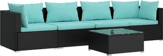vidaXL 5 Pcs Garden Lounge Set Con Coj&iacute;n De Empuje De Terciopelo
