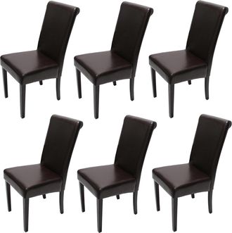 Hhg Hhg - Nunca Usado] Lote De 6 Sillas De Comedor Silla De Cocina Novara Ii, Cuero, Marr&oacute;n, Patas Oscuras
