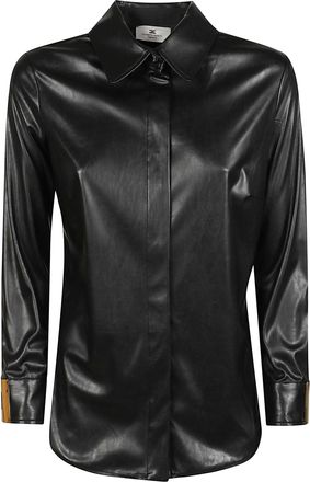 Elisabetta Franchi Refined Black Long Sleeve Shirt with Classic Collar