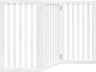 vidaXL Dog Gate Foldable 3 Panels White 150 cm Poplar Wood vidaXL