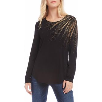 Karen Kane Metallic Graphic Top in Black at Nordstrom, Size X-Small