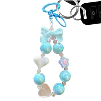 Generic Flower Beaded Key Chain Wristlet,Key Ring Bangle Chains - Key Ring Bracelet Wristlet Keychain Beaded Bangle Key Chains for Women