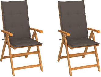 vidaXL Sillas De Jard&iacute;n 2 Uds Con Cojines Taupe Madera Maciza De Teca Vidaxl