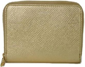Celine Pre-owned Laminated Compact Zip Wallet Grained Calfskin Coin Case - Dames - Vintage Accessoires - Geel - ONE Size - Leer - Vintage