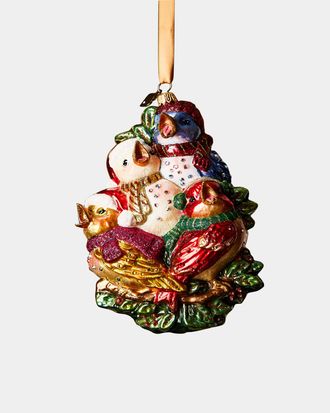 Jay Strongwater Four Calling Birds Glass Ornament