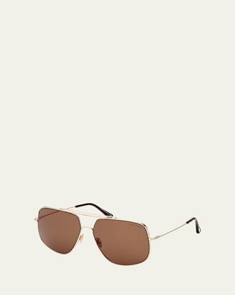Tom Ford Mens Liam T-Logo Square Metal Sunglasses