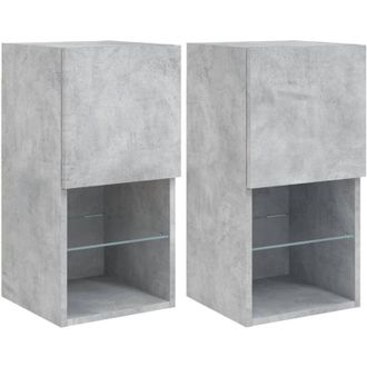 vidaXL Vidaxl - Muebles para tv con luces led 2 uds gris hormigón 30,5x30x60 cm