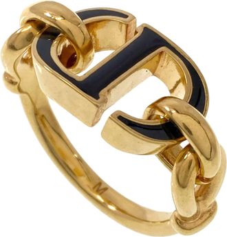 Dior Gold Black Gold Plating Band Ring (Pre-Owned)