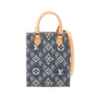 Louis Vuitton Pre-owned Mini Bags, female, Blue, Size: ONE SIZE Pre-owned Petit Sac Plat Since 1854 Monogram Jacquard Canvas Handbag