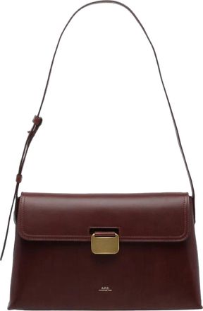 A.P.C. Burgundy Leather Gold Clasp Shoulder Bag