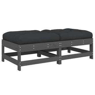 Berkfield Home Garden Footstools with Cushions 2pcs Grey Solid Wood Pine