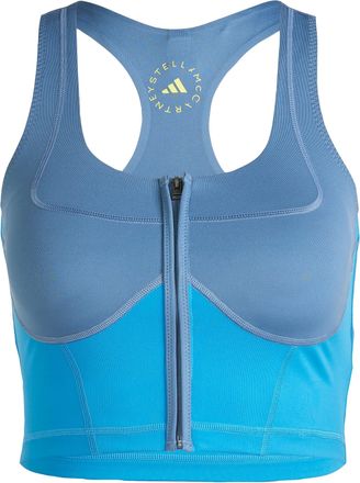 adidas ADIDAS by Stella McCartney Womens Two-Tone Zipped Crop Top - Blue - Size X-Small