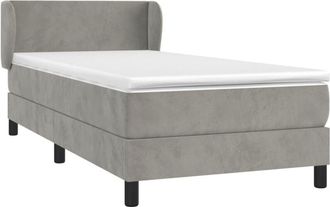 vidaXL Vidaxl - Cama Box Spring Con Colch&oacute;n Terciopelo Gris Claro 100x200 Cm