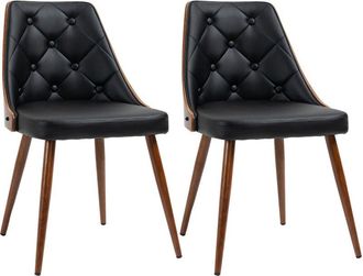 HOMCOM Pack de 2 sillas de comedor sillas de cocina modernas con tapizado en PU y patas de acero para sal&oacute;n oficina carga 120 kg 50,5x59x82 cm negro